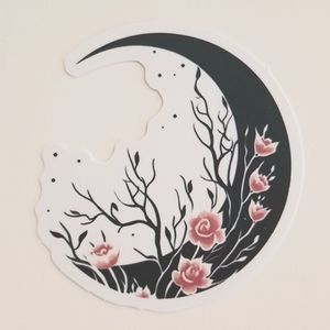 10/$10 Floral Black Moon Sticker